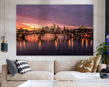 L'horizon rose ou rose de Francfort le soir