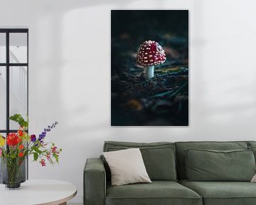 Rood met witte stippen paddenstoel van Prints by Abigail Van Kooten