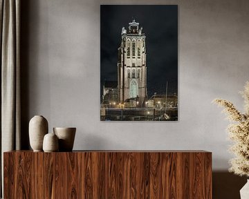 De grote kerk van Dordrecht verlicht van Karin Riethoven