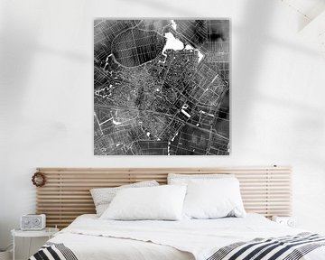 Zoetermeer Stadskaart | Zwarte Aquarel | Vierkant of als Wandcirkel van WereldkaartenShop