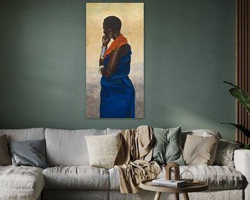 Samburu vrouw III schilderij