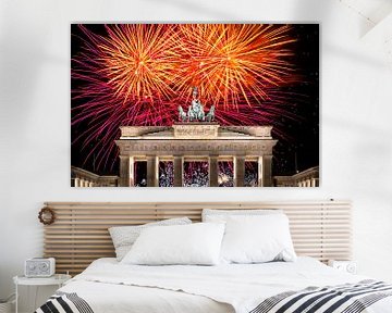 Fireworks at the Brandenburg Gate in Berlin by Frank Herrmann