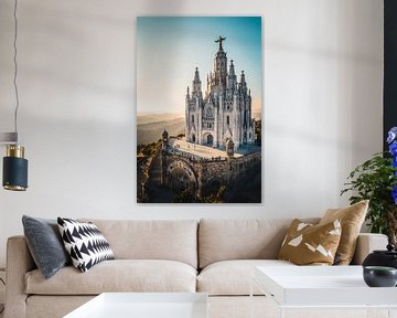 Mountain Tibidabo Barcelona with Temple of the Sacred Heart of Jesus . by Prints by Abigail Van Kooten