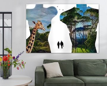 Paradies-Shopping (Umriss mit Giraffe und Gemälde)
