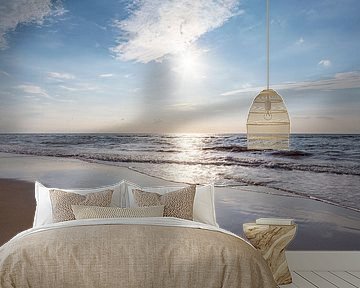 Sunset on the beach of the Netherlands by Evelien Oerlemans