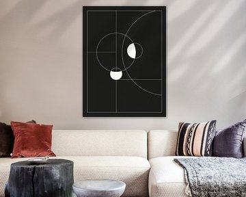 Minimal Black & White Circles - Scandinavische Print van MDRN HOME