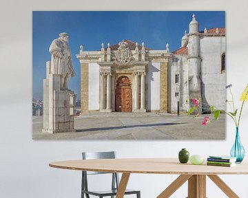 Coimbra: Statue D. João III and entrance to the old university library by Berthold Werner