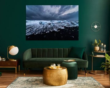 Tempête sur la plage de Breiðamerkursandur en Islande sur Henry Oude Egberink