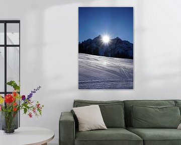 Bergtoppen van de Serles in de zon (Tirol, Oostenrijk) van Kelly Alblas