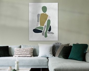 Modèle / femme assise vert/gris