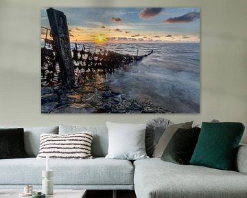 Clôture dans la mer des Wadden sur Geert Jan Kroon