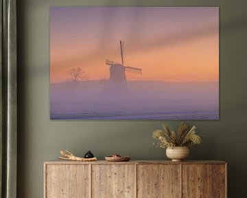 Niederländische Polderlandschaft bei Sonnenaufgang