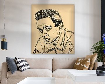 Johnny Cash in vintage sketch by Jasper Boekema
