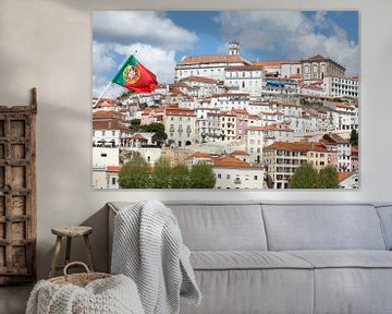 Old town, Coimbra, Portugal, city, flag