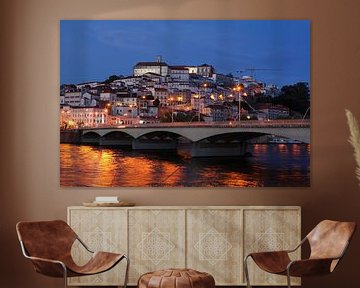 Old town, River, Mondego, Coimbra, Portugal, City, Evening, twilight