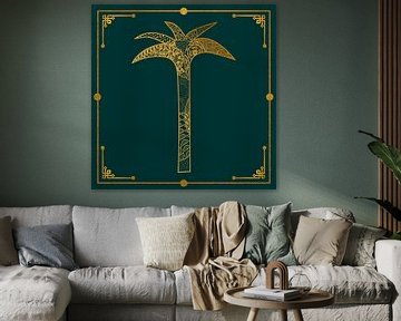 Art Deco Stil Palme Grün Gold von Andrea Haase