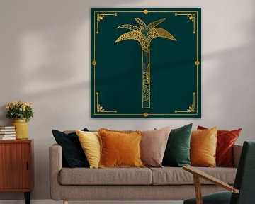 Art Deco Stil Palme Grün Gold von Andrea Haase