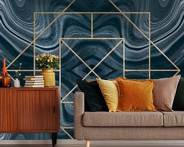 Art Deco Kachel Gold Blau von Andrea Haase