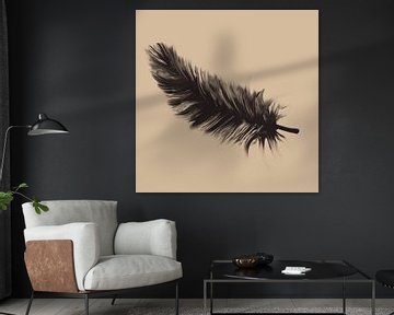 Digital artwork - feather taupe color by Emiel de Lange