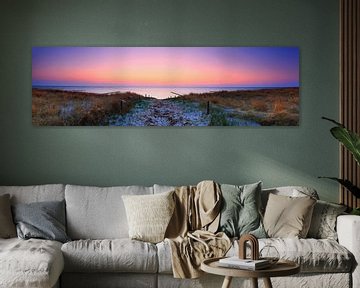 Zonsondergang - Panorama aan zee van Frank Herrmann