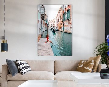 Venetië, een gondel op een kanaal in Italië