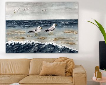 Seagulls by the sea by Sandra Steinke