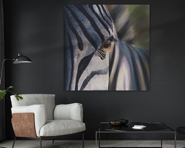 Zebra schilderij van Russell Hinckley