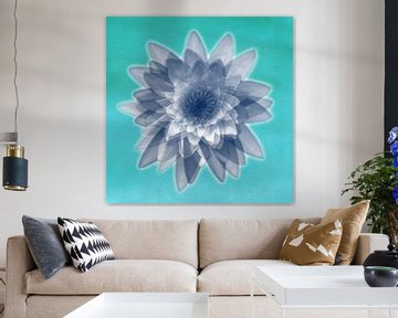 Lotusbloemen in blauw van Bianca Wisseloo