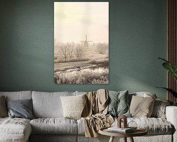 Blick auf eine alte Windmühle in der Stadt Kampen von Sjoerd van der Wal Fotografie