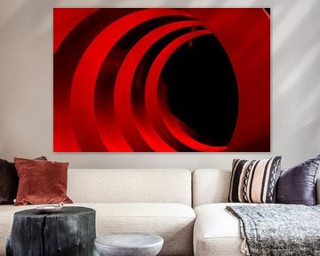 Tunnel vision with structure in red and black by Anita Hermans