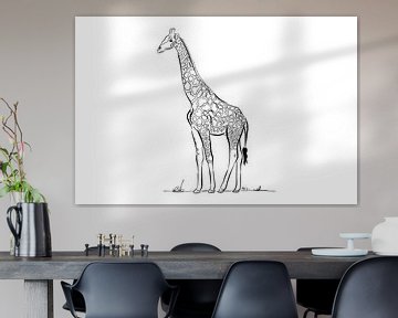 Giraffe schwarze und weiße Linien von Teun Poppelaars