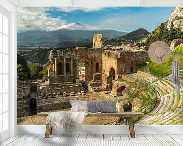 Teatro Greco, Taormina und der Ätna, Taormina, Sizilien von Peter Schickert
