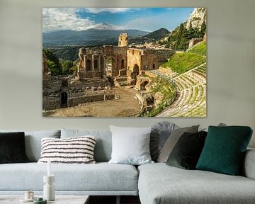 Teatro Greco, Taormina en de Etna, Taormina, Sicilië van Peter Schickert