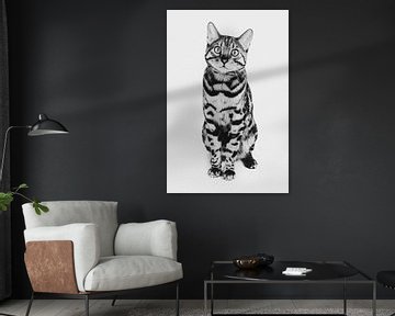 Fine-art portret Bengaalse kat in zwart wit van Lotte van Alderen