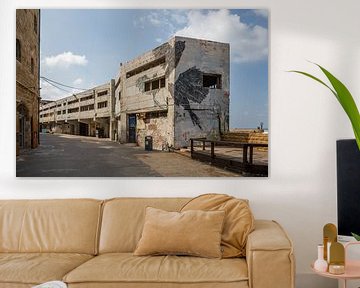 Concrete buildings at the harbor of the old town of Jaffa, Tel Aviv. Israel van Joost Adriaanse