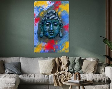 Buddha with Holi colors by Thomas Herzog