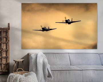 P51 Mustangs in sunset van Stefano Scoop