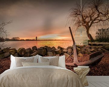 zonsondergang aan het meer van Johan Honders