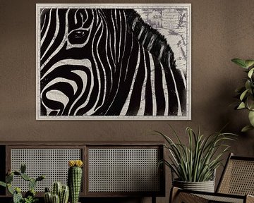 Zebra op Afrikaanse landkaart van Studio Malabar