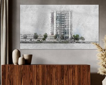 Architectural sketch of the Landmark residential tower (Bergen op Zoom) by Art by Jeronimo