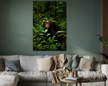 Portret van een chimpansee. van Gunter Nuyts