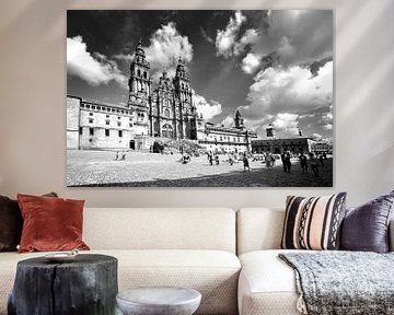 Kathedrale von Santiago de Compostela, Spanien (schwarz/weiß)
