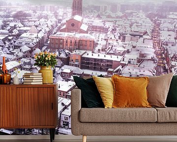 Winters Gorinchem van bovenaf.