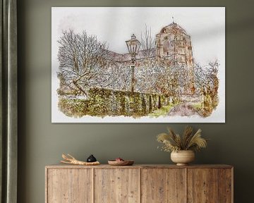Die Große Kirche in Veere (Aquarell) von Art by Jeronimo