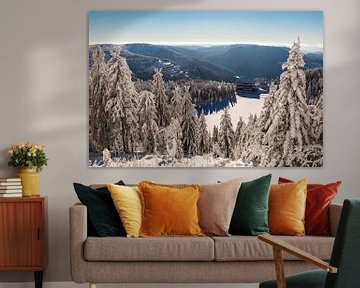 Mummelsee avec l'hôtel de montagne dans la Forêt-Noire sur Werner Dieterich