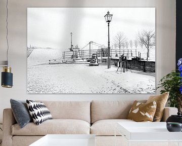 winter landschap in zwart wit van W J Kok