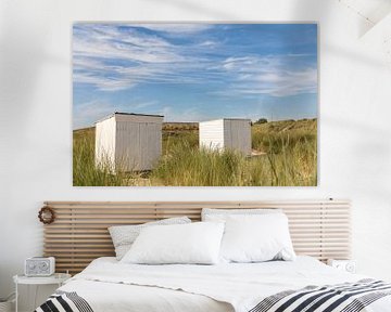 Cabanes de plage entre les pelouses de la plage sur Percy's fotografie