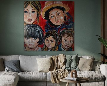 Wereldkinderen kleurrijk van Marielistic-Art.com