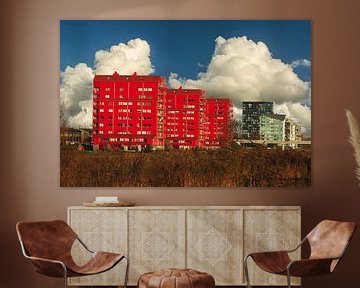 Almere Buiten De Drie Rode Flats Regenboogbuurt. van Brian Morgan