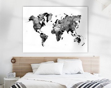 Wereldkaart 37 zwart-wit #kaart #wereldkaart van JBJart Justyna Jaszke